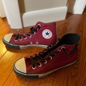 Maroon and black converse